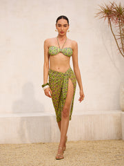 Retro Print Tie-Waist Mesh Cover-Up