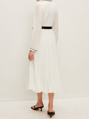 Button-Front Pleated Dress With Belt