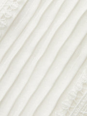 Pleated Lace Trim Button-Up Blouse