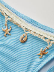 Shell Charm Trim Tie Bikini Set