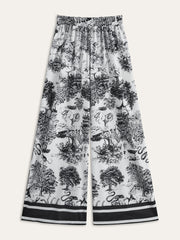 Printed Pants Set With Striped Trim