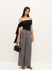 Asymmetrical Off-Shoulder Top With Side Tie