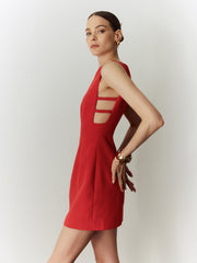 Sleeveless Cutout Solid Dress