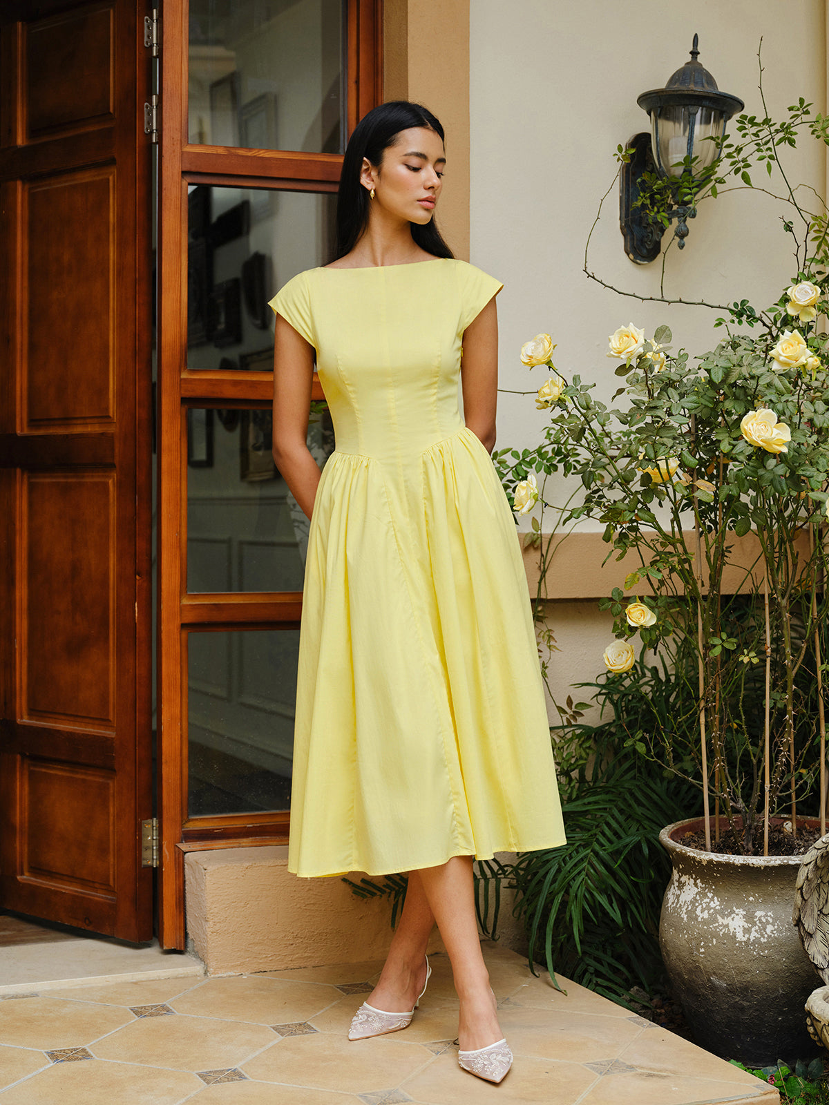 Open-Back Cap Sleeve Dress