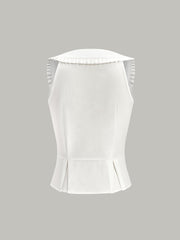 Pleated Square Neck Buttoned Top