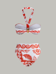 Halter Neck Print Bikini Set