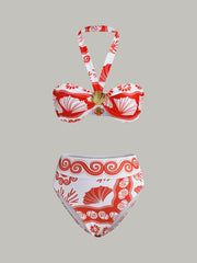 Halter Neck Print Bikini Set
