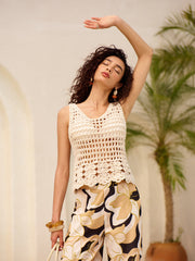 Sheer Crochet Knit Tank Top