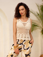 Sheer Crochet Knit Tank Top