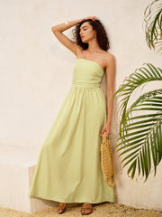 Striped Strapless Pockets Dress