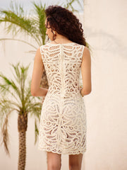 Sheer Crochet Sleeveless Knit Dress