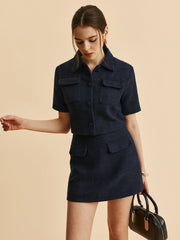 Short-Sleeve Pockets Jacket