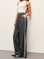 Mid-Waist Striped Panel Pants