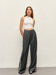 Mid-Waist Striped Panel Pants