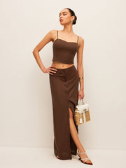 Cotton & Linen Button-Front Skirt Set