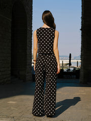 Cotton Polka Dot Vest With Pants Set