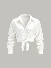 Long-Sleeve Spread Collar Buttoned Shirt