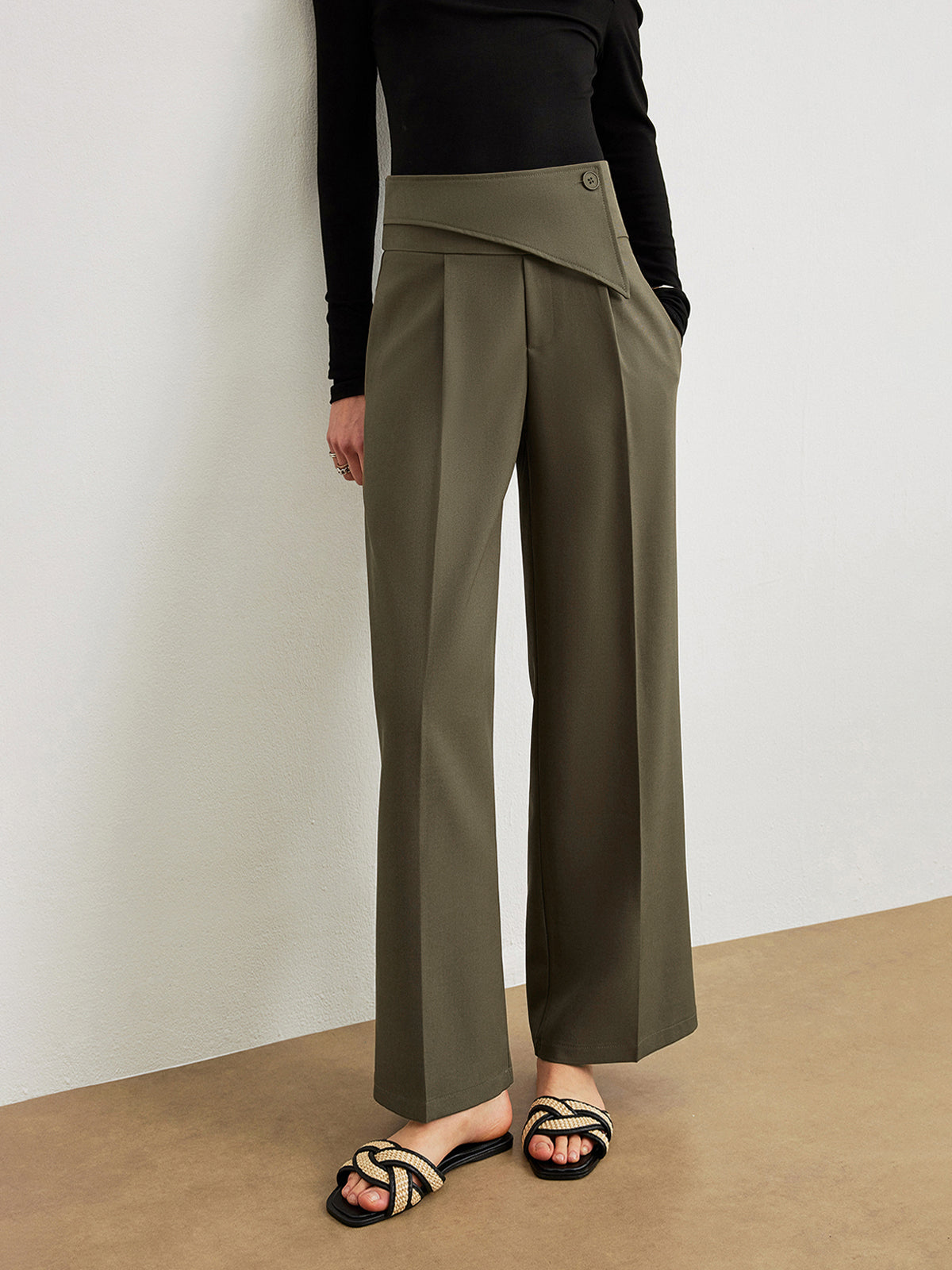 Mid-Waist Asymmetrical Design Pants