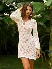 Semi-Sheer Crochet Keyhole Dress