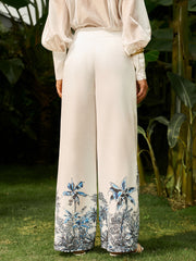 Low-Waist Floral Print Pants With Pockets