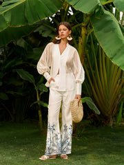 Sheer Puff Sleeve Blouse