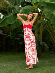 Backless Tropical Print Cami Dress