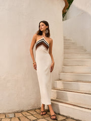 Color Block Knit Halter Dress