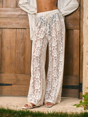 Sheer Mid-Waist Drawstring Pants