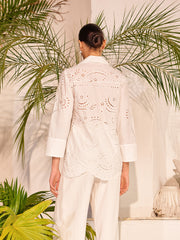 Cotton Eyelet Embroidered Semi-Sheer Top