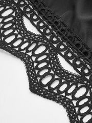 Eyelet Lace Paneled Dress With Waist Tie