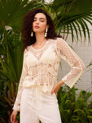 Sheer Cotton Crochet Knit Top