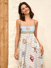 Seashell Print Cami Dress With Pockets