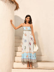 Seashell Print Cami Dress With Pockets