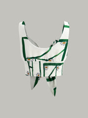 Front Tie Cami Top With Tiered Skirt Set