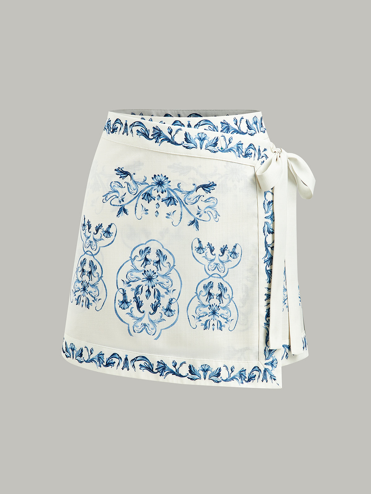 Floral Print Tie-Waist Wrap Skirt