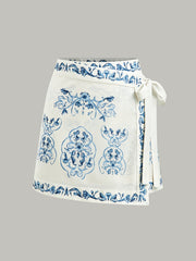 Floral Print Tie-Waist Wrap Skirt