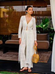 Semi-Sheer Crochet Buttoned Top