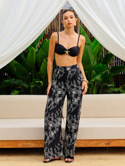 Floral Print High-Waist Pants