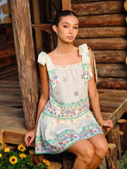 Floral Print Tie-Strap Skirt Set