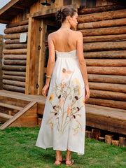 Strapless Floral Print Dress
