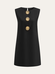 Metal Decor Sleeveless Mini Dress