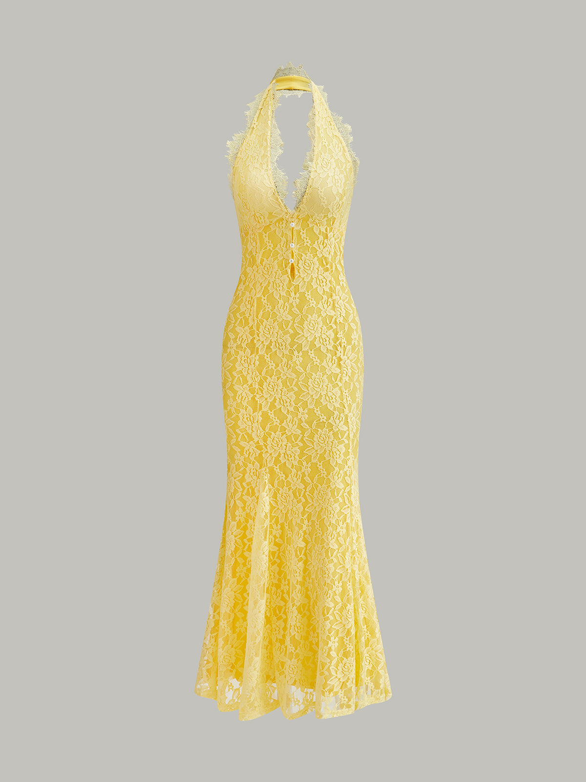 Halter Neck Floral Lace Dress