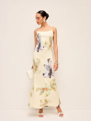 Backless Lace-Up Floral Dress