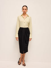 Draped Front Split Skirt