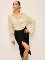 Semi-Sheer Long Sleeve Button-Up Shirt