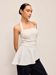 Halter Neck Peplum Top With Chain Detail