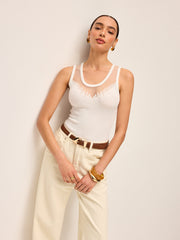 Sheer Mesh Detail Knit Top