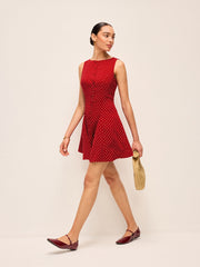 Polka-Dot Sleeveless Tie-Back Dress