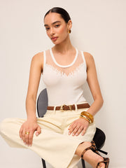 Sheer Mesh Detail Knit Top