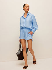 Striped Pockets Button Detail Shorts